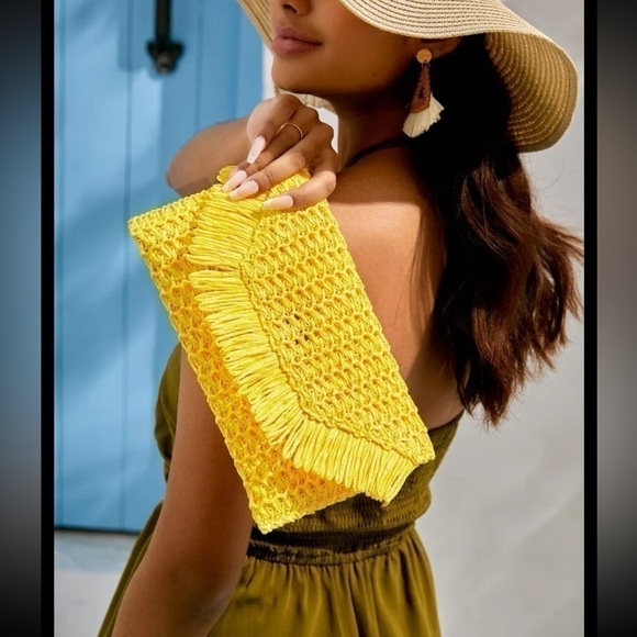 Fringe Decor Envelope Woven Bag - Picture 12 of 16